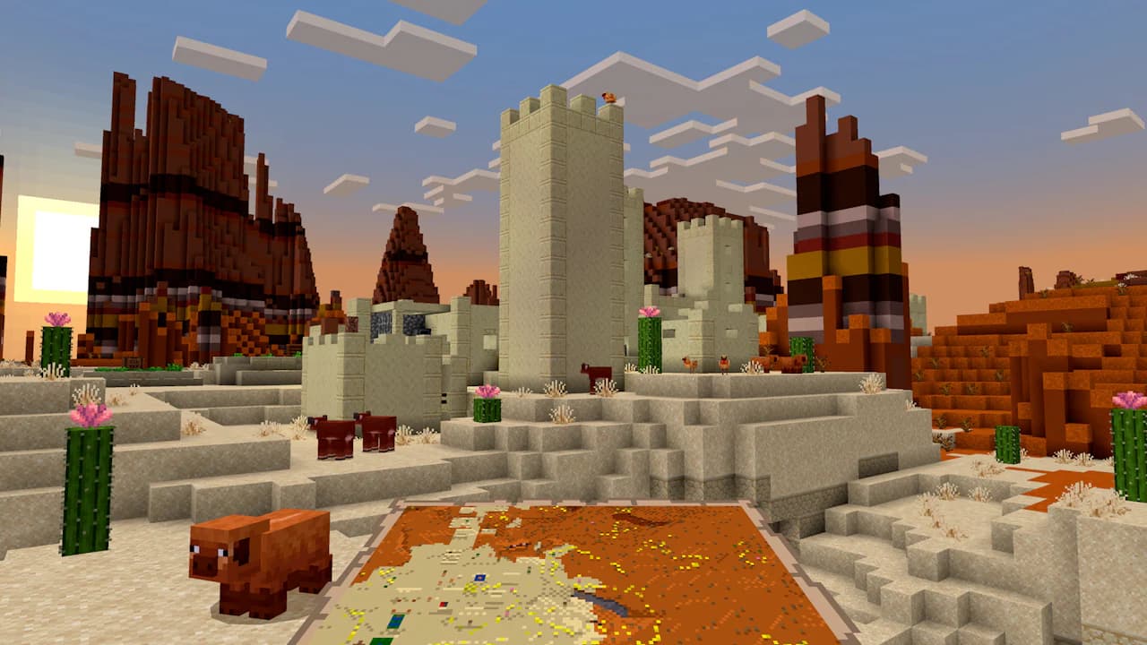Minecraft mesa terrain — the ground between you and the diamonds under it